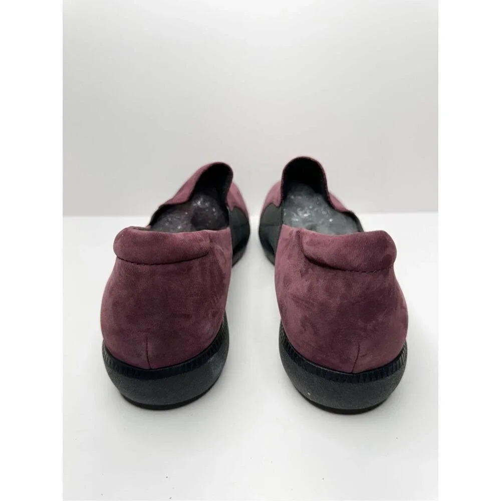 Munro American Gabbie Plum Purple Leather Suede Slip On Loafers Size 10.5 Wide